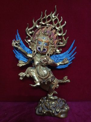 Handcrafted 12 inch Garuda statue with side gold plating from Nepal