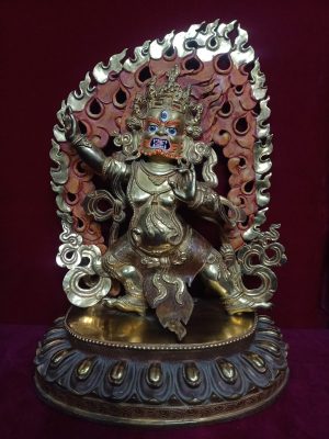 18-inch Vajrapani Bajra Pani statue with side gold plating from Nepal